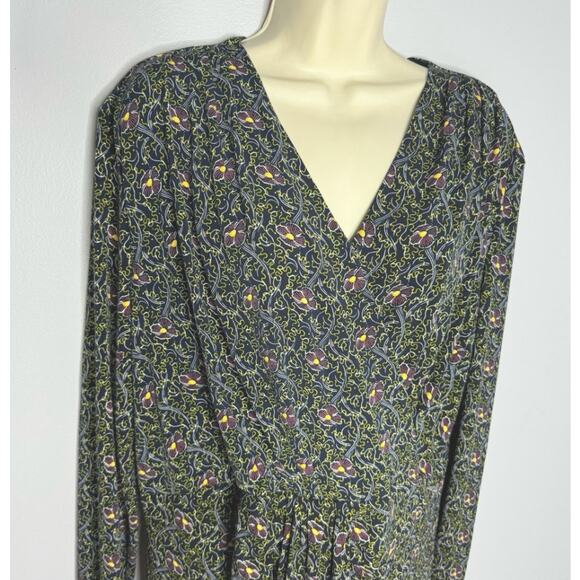 Brooks Brothers Violette-Print Navy Surplice Jersey Faux Wrap Jersey Dress XL - Picture 8 of 14